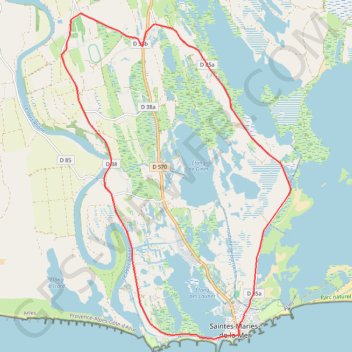 Itinéraire Autour des Saintes-Maries-de-la-Mer, distance, dénivelé, altitude, carte, profil, trace GPS