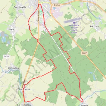 Itinéraire La forêt des Hauts Bois - Gray, distance, dénivelé, altitude, carte, profil, trace GPS