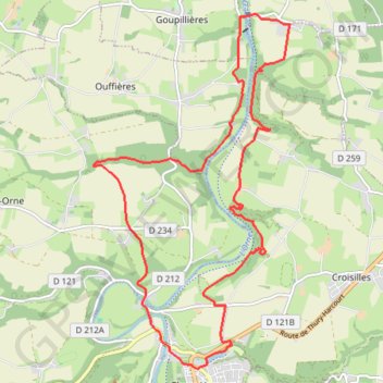 Itinéraire L'Orne au Nord de Thury-Harcourt, distance, dénivelé, altitude, carte, profil, trace GPS