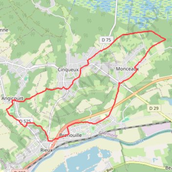 Itinéraire Cinqueux - Monceaux, distance, dénivelé, altitude, carte, profil, trace GPS