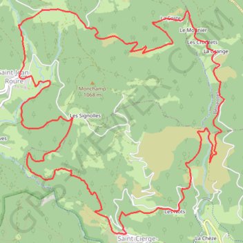Itinéraire Balcons de l'Eyrieux et vallée des Eygas au départ de Saint-Jean-Roure, distance, dénivelé, altitude, carte, profil, trace GPS