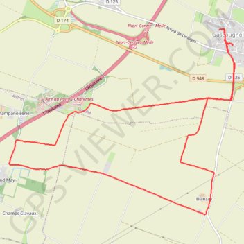Itinéraire Gascougnolles plaine des ruralies, distance, dénivelé, altitude, carte, profil, trace GPS