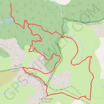 Itinéraire Le sommet des Monges, distance, dénivelé, altitude, carte, profil, trace GPS
