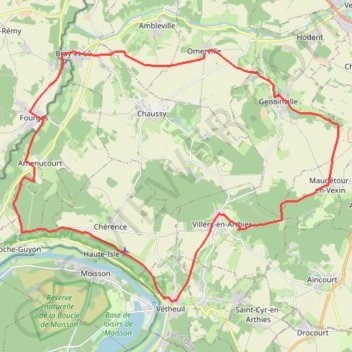 Itinéraire Omerville - Vetheuil, distance, dénivelé, altitude, carte, profil, trace GPS