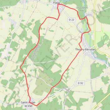 Itinéraire Flagy - Saint Ange, distance, dénivelé, altitude, carte, profil, trace GPS