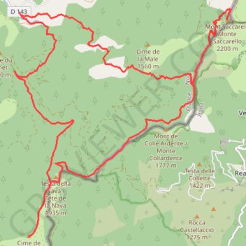 Itinéraire Mont Saccarel et Cime de Marta depuis Notre-Dame-des-Fontaines, distance, dénivelé, altitude, carte, profil, trace GPS