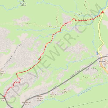 Itinéraire Le Cuyalaret depuis la Cabane de l'Araillé (Anéou), distance, dénivelé, altitude, carte, profil, trace GPS
