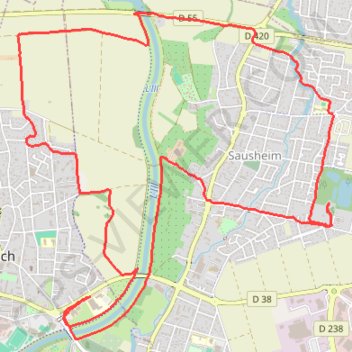 Itinéraire Marche Illzach, distance, dénivelé, altitude, carte, profil, trace GPS