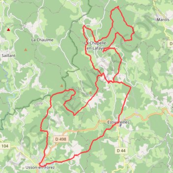 Itinéraire Usson-en-Forez - Montarcher - La Chapelle-en-Lafaye - 12386 - UtagawaVTT.com, distance, dénivelé, altitude, carte, profil, trace GPS