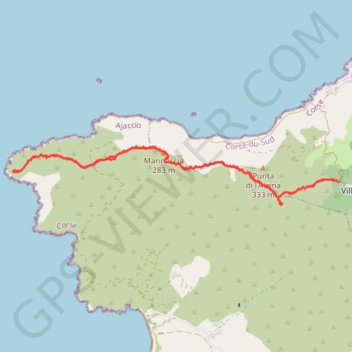 Itinéraire La tour génoise de Capu di Fenu, distance, dénivelé, altitude, carte, profil, trace GPS