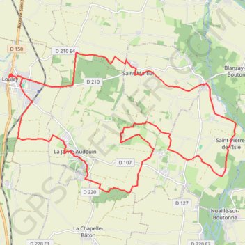 Itinéraire Loulay 25 kms, distance, dénivelé, altitude, carte, profil, trace GPS