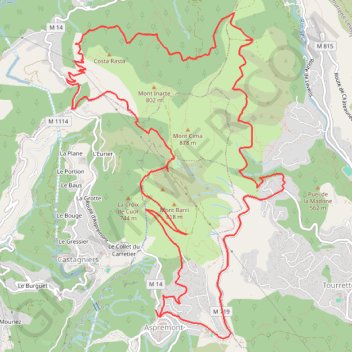 Itinéraire Mont Cima, Tour anti-horaire, distance, dénivelé, altitude, carte, profil, trace GPS