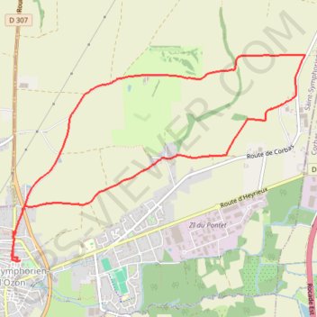 Itinéraire Saint Symphorien d'Ozon (69), distance, dénivelé, altitude, carte, profil, trace GPS