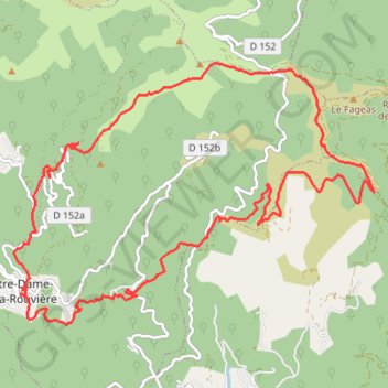 Itinéraire Notre Dame de la Rouvière - Montagne du Liron, distance, dénivelé, altitude, carte, profil, trace GPS