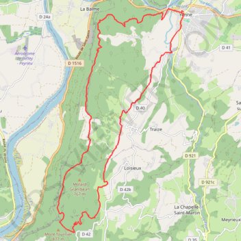 Itinéraire Le Mont Tournier - Yenne, distance, dénivelé, altitude, carte, profil, trace GPS