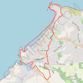 Itinéraire Le Tour du Val André, distance, dénivelé, altitude, carte, profil, trace GPS
