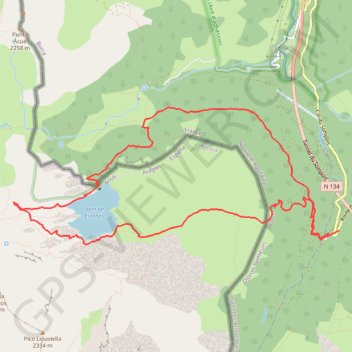 Itinéraire Lac d'Estaens depuis le Sansannet, distance, dénivelé, altitude, carte, profil, trace GPS
