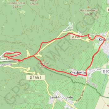 Itinéraire Le Haut-Kœnigsbourg, distance, dénivelé, altitude, carte, profil, trace GPS