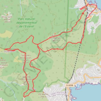 Itinéraire Estérel-Les Trois Grues, distance, dénivelé, altitude, carte, profil, trace GPS