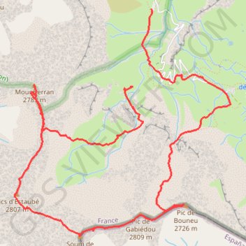 Itinéraire Crête d'Estaubé du Bounéou au Mounherran depuis le Maillet, distance, dénivelé, altitude, carte, profil, trace GPS