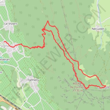 Itinéraire Le Roc de Tormery depuis Chignin, distance, dénivelé, altitude, carte, profil, trace GPS