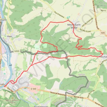 Itinéraire De Givet à Mesnil-Saint-Blaise, distance, dénivelé, altitude, carte, profil, trace GPS