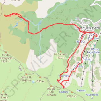 Itinéraire Ski de randonnée - Les Monts d'Olmes, distance, dénivelé, altitude, carte, profil, trace GPS