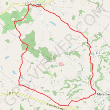 Itinéraire Le chemin Hospitalier - La Romieu, distance, dénivelé, altitude, carte, profil, trace GPS