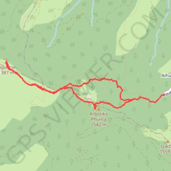 Itinéraire Pics Arbouti & Igountze, distance, dénivelé, altitude, carte, profil, trace GPS