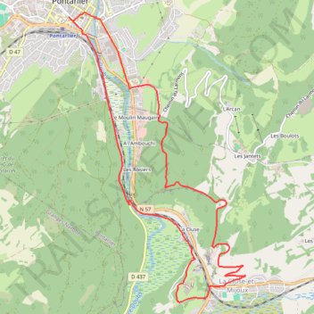 Itinéraire [Itinéraire] La Cluse et le Château de Joux, distance, dénivelé, altitude, carte, profil, trace GPS
