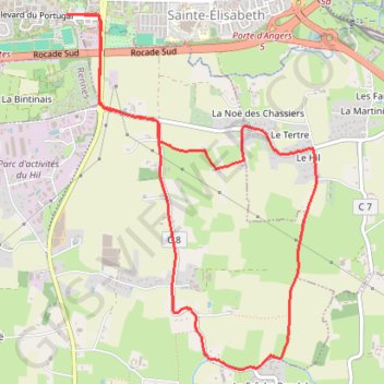 Itinéraire Rennes Sud, distance, dénivelé, altitude, carte, profil, trace GPS