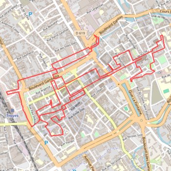 Itinéraire Balade à Troyes, distance, dénivelé, altitude, carte, profil, trace GPS
