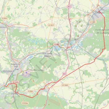 Itinéraire Compiègne - Saint-Leu-d'Esserent, distance, dénivelé, altitude, carte, profil, trace GPS