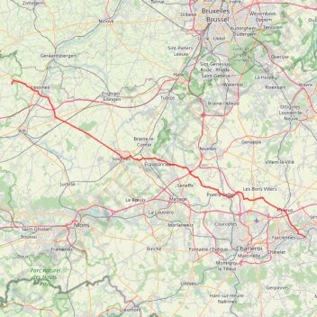 Itinéraire Fosses - Wodecq, distance, dénivelé, altitude, carte, profil, trace GPS