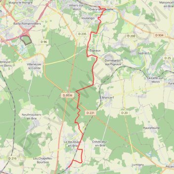 Itinéraire Crécy La Chapelle Marles, distance, dénivelé, altitude, carte, profil, trace GPS