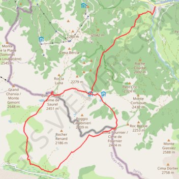 Itinéraire Cime de Saurel, distance, dénivelé, altitude, carte, profil, trace GPS