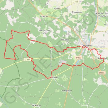 Itinéraire Des bois de La Réunion aux bois de Saint-Martin en passant par Casteljaloux, distance, dénivelé, altitude, carte, profil, trace GPS