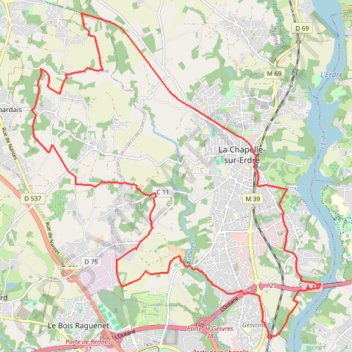 Itinéraire Rando La Chapelle sue Erdre Treillères, distance, dénivelé, altitude, carte, profil, trace GPS