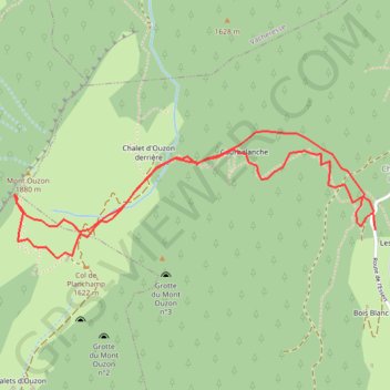Itinéraire Mont Ouzon, distance, dénivelé, altitude, carte, profil, trace GPS