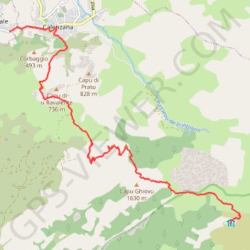 Itinéraire GR20 J1 Étape 1 Calenzana - Orto di u Piobbu, distance, dénivelé, altitude, carte, profil, trace GPS
