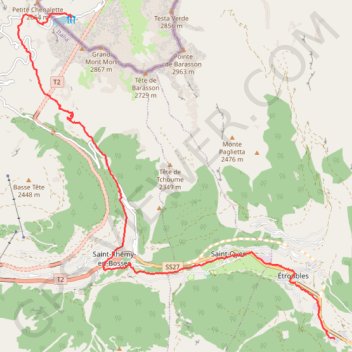 Itinéraire Col du Grand-Saint-Bernard Echevennoz, distance, dénivelé, altitude, carte, profil, trace GPS