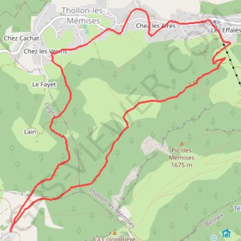 Itinéraire Sous les Mémises - Col de Creusaz, distance, dénivelé, altitude, carte, profil, trace GPS