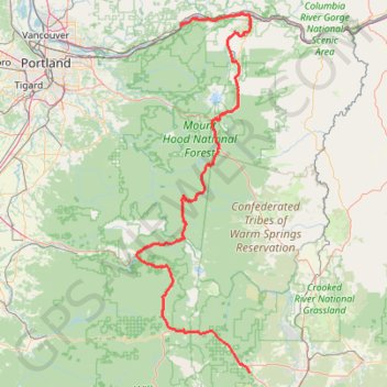 Itinéraire Cascade Locks - Sisters, distance, dénivelé, altitude, carte, profil, trace GPS
