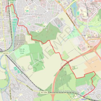Itinéraire Peltre - Metz-Sablon, distance, dénivelé, altitude, carte, profil, trace GPS