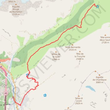 Itinéraire Courmayeur Randonnée, distance, dénivelé, altitude, carte, profil, trace GPS
