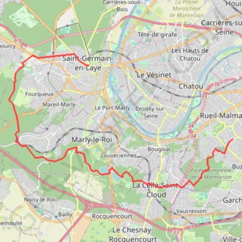 Itinéraire De Rueil à Saint-Germain, distance, dénivelé, altitude, carte, profil, trace GPS