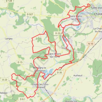 Itinéraire Cloyes-les-Trois-Rivières, distance, dénivelé, altitude, carte, profil, trace GPS
