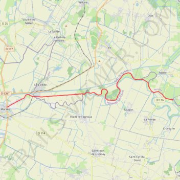 Itinéraire La Vélo Francette entre Marans et Bazoin, distance, dénivelé, altitude, carte, profil, trace GPS
