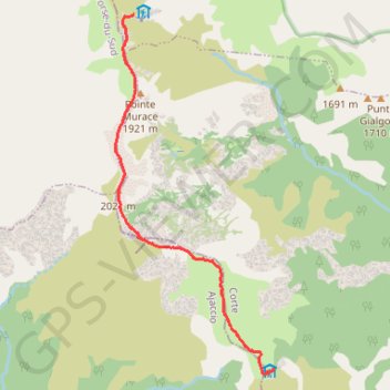 Itinéraire GR20 Petra Piana - l'Onda, distance, dénivelé, altitude, carte, profil, trace GPS