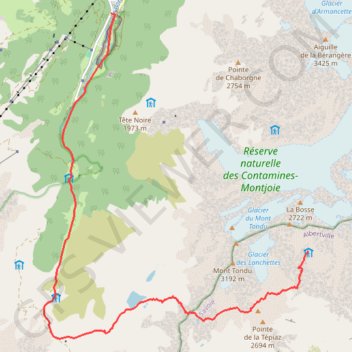 Itinéraire Refuge Robert Blanc, distance, dénivelé, altitude, carte, profil, trace GPS